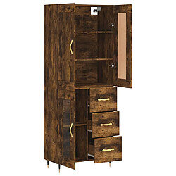 Avis vidaXL Buffet haut Chêne fumé 69,5x34x180 cm Bois d'ingénierie