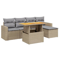 vidaXL Salon de jardin avec coussins 6 pcs beige résine tressée