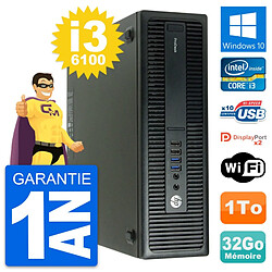 PC HP ProDesk 600 G2 SFF Intel i3-6100 RAM 32Go Disque Dur 1To Windows 10 Wifi · Occasion 