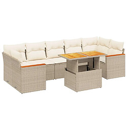 vidaXL Salon de jardin avec coussins 8 pcs beige résine tressée