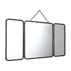 Vente-Unique Miroir de barbier vintage en métal - L. 60 x H. 112 cm - Gris métallisé - CERRONE