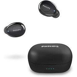 Chrono Philips T2205BK/00 Écouteurs Bluetooth (Écouteurs sans Fil, Commande vocale, 12 Heures d'autonomie, Protection Contre Les éclaboussures IPX4, Petit boîtier de Charge)(Noir)