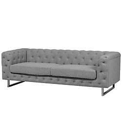 Beliani Canapé style Chesterfield en tissu gris clair VISSLAND pas cher