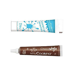 Scrapcooking Stylo chocolat + Gel colorant alimentaire bleu