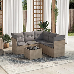 vidaXL Salon de jardin avec coussins 6 pcs beige résine tressée