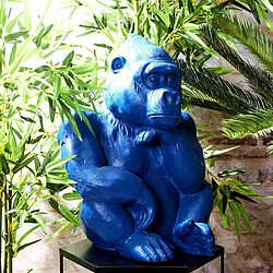 The Home Deco Factory Gorille assis en magnésia 54 cm bleu.