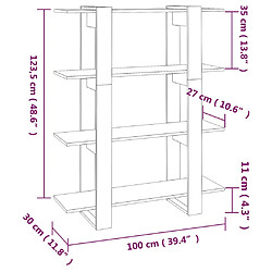 vidaXL Bibliothèque/Séparateur de pièce Noir 100x30x123,5 cm pas cher