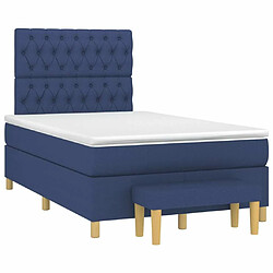 Maison Chic Lit adulte- Lit + matelas,Sommier à lattes de lit avec matelas bleu 120x190 cm tissu -GKD26535