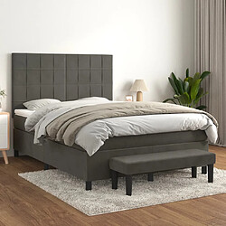 vidaXL Sommier à lattes de lit et matelas Gris foncé 140x190cm Velours 