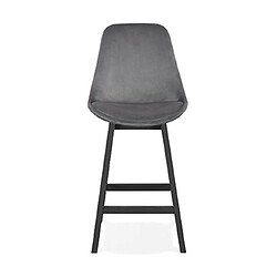 Mes Lot de 2 chaises de bar H66 cm en tissu gris pieds noirs - ELO