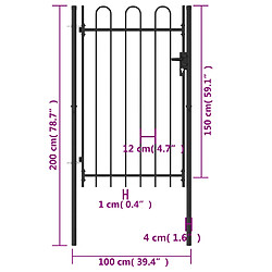 Acheter vidaXL Portillon simple porte avec dessus arqué Acier 1x1,5 m Noir