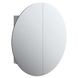 vidaXL Armoire de salle de bain miroir rond et LED Gris 54x54x17,5 cm