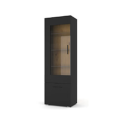 Bestmobilier Leolio - vitrine - noir et bois - 60x190 cm