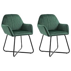 Decoshop26 Lot de 2 chaises de salle à manger cuisine design moderne velours vert CDS021136 