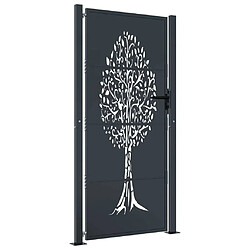 vidaXL Portail de jardin anthracite 105x180cm acier conception d'arbre