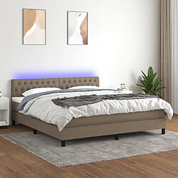 vidaXL Sommier à lattes de lit avec matelas LED Taupe 180x200 cm Tissu