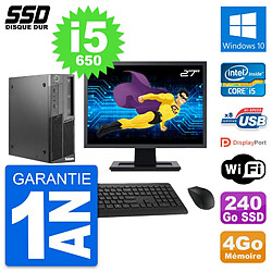 PC Lenovo M90 SFF Ecran 27" Intel Core i5-650 RAM 4Go SSD 240Go Windows 10 Wifi · Occasion 