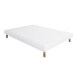 Visiodirect Sommier à lattes avec pieds ALICA, tapissier en bois massif coloris blanc - largeur 90 x longueur 190 cm 