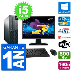 PC Lenovo M82 SFF Ecran 27" Intel i5-2400 RAM 16Go Disque 500Go Windows 10 Wifi 