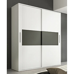 Pegane Armoire, placard garde-robe 2 portes coloris Blanc, graphite - Longueur 180 x Profondeur 55 x Hauteur 207,60 cm