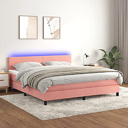 vidaXL Sommier à lattes de lit avec matelas LED Rose 160x200cm Velours