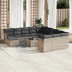 Maison Chic Salon de jardin avec coussins 13 pcs | Ensemble de Table et chaises | Mobilier d'Extérieur gris résine tressée -GKD83865