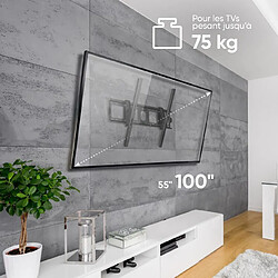 ONKRON Support Mural TV 55 Pouces - 100 Pouces TV & Ecran, Support Mural TV Inclinable Poids de 75 kg - Accroche Television Mural avec VESA 75x75 - VESA 800x600/Fixation Television Murale UT4-B Noir