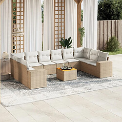 Maison Chic Salon de jardin 11 pcs avec coussins, Ensemble Tables et chaises d'extérieur beige résine tressée -GKD211690