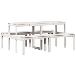 vidaXL Table de pique-nique blanc 160x134x75 cm bois massif de pin