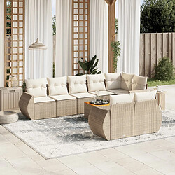 vidaXL Salon de jardin avec coussins 9 pcs beige résine tressée