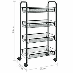 Maison Chic Desserte de cuisine à 4 niveaux | Chariot de cuisine | Meuble de rangement roulant Noir 46x26x85 cm Fer -GKD13551 pas cher