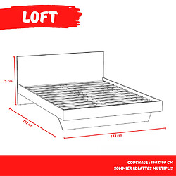 Avis Le Quai Des Affaires Lit LOFT 140x190 + 2 chevets + sommier + tête de lit / Chêne blanchi