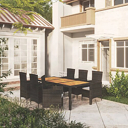 Maison Chic Ensemble Tables et chaises d'extérieur 7pcs avec coussins,Salon de jardin résine tressée noir -GKD288826