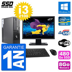 PC Fujitsu E500 E85+ DT Ecran 27" i3-2100 RAM 8Go SSD 480Go Windows 10 Wifi · Occasion 