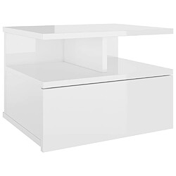 Maison Chic Table de chevet,Table de nuit,Table d'appoint pour salon flottante Blanc brillant 40x31x27 cm Aggloméré -MN63693