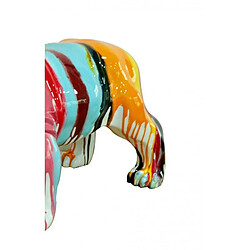 Avis Meubletmoi Statue chien avec coulures peintures multicolores H38 cm - BULLDOG 03