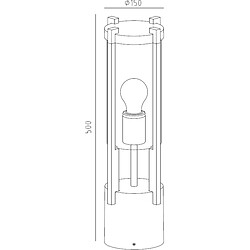 KNIGHTSBRIDGE Piédestal Extérieur Cylindre E27 Noir - 500mm 230V IP54 15W