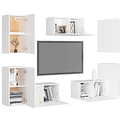 Avis Maison Chic Ensemble de meubles TV 7 pcs | Banc TV Moderne pour salon | Meuble de Rangement - Blanc Aggloméré -MN45076