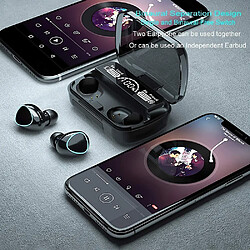 Universal Écouteurs Bluetooth 5.1 compatibles avec Samsung M10, IPX7 casque stéréo étanche TWS dans l'oreille casque microphone intégré (noir) pas cher