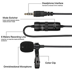 Avis Wewoo Microphone vidéo d'enregistrement à condensateur omnidirectionnel Jack Lavalier 3,5 mmlongueur 6 m