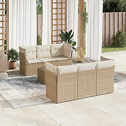 vidaXL Salon de jardin avec coussins 7 pcs beige résine tressée