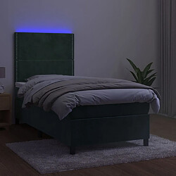 Avis vidaXL Sommier à lattes de lit matelas et LED Vert foncé 100x200 cm