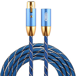 Wewoo EMK Câble XLR mâle à femelle plaqué orcâble audio Cannon tressé en nylon pour appareils XLRlongueur 2 m bleu