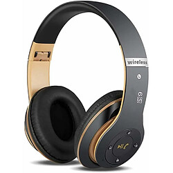 Vendos85 Casque Bluetooth sans Fil, stéréo Pliables Hi-FI Écouteurs avec Microphone intégré Micro SD/TF FM or noir 