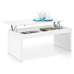 Table Basse Blanc brillant Avec Plateau Relevable -PEGANE- 