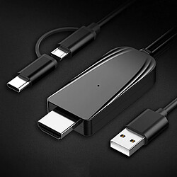 Type C/Micro USB à HDMI Câble Adaptateur 1080P HDMI Convertisseur pour Smartphone à TV/Projecteur/moniteur 2.0 Mètres