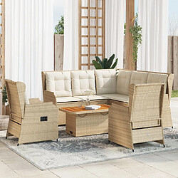 vidaXL Salon de jardin avec coussins 6 pcs beige résine tressée 