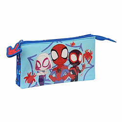 Trousse Fourre-Tout Double Spidey Bleu 22 x 12 x 3 cm 