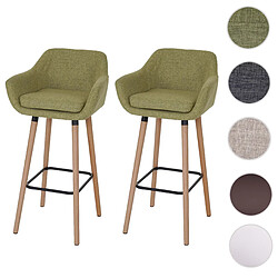 Mendler 2x Tabouret de bar Malmö T381 ~ tissu, vert clair