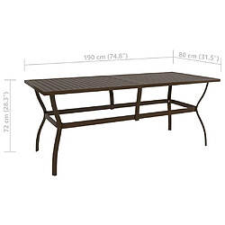 vidaXL Table de jardin Marron 190x80x72 cm Acier pas cher